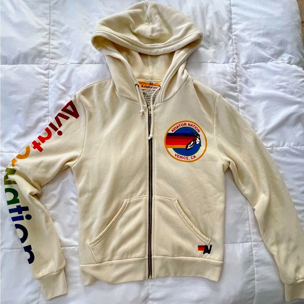 Aviator Nation super soft zip up hoodie in an XS